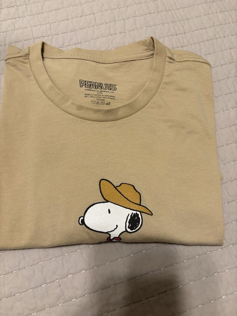 Peanuts Snoopy Tan Large T Shirt New